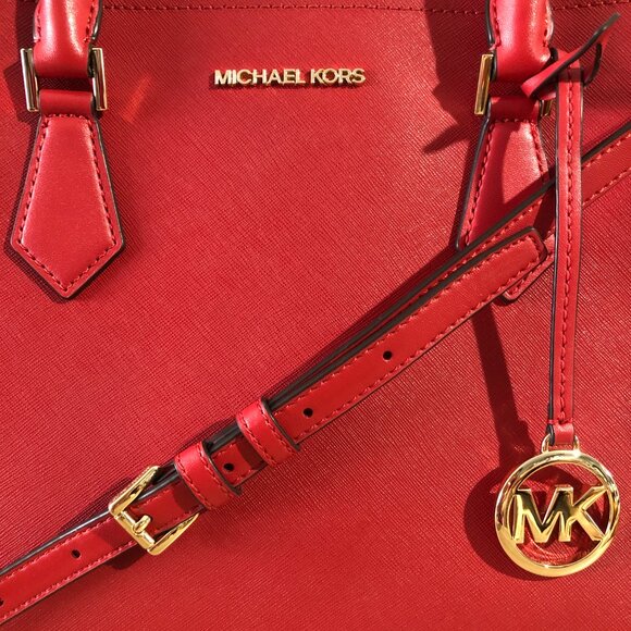 Michael Kors Hope LG Center Zip Flame Satchel Crossbody Shoulder Bag MSRP $468 - Picture 7 of 16